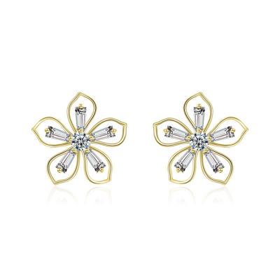 China 2022 Fashion Hot Sale Customize Gold Plated Cubic Zircon Jewelry Flower Shape Stud Earrings for sale