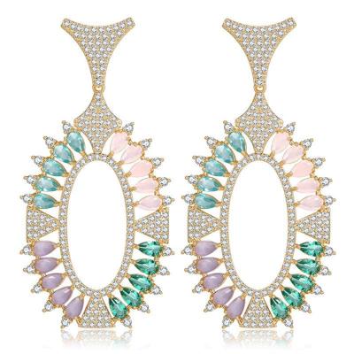 China Wholesale Fine Fashion Design Fashion Zircon Jewelry Fish Shape Colorful Gold Plated Drop Earrings For Ladies for sale