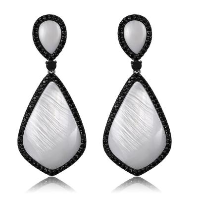 China Luxury Micro Zircon Jewelry Fashion Brass Shell Geometric Drop Earrings For Women for sale