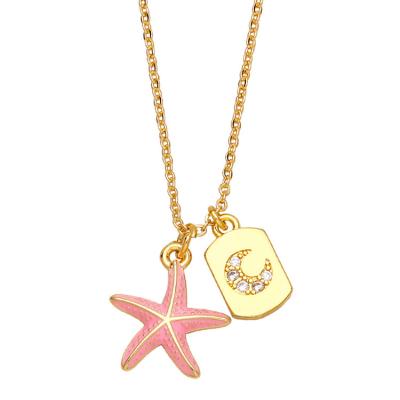 China Fashion Personalized Fashion Colorful Starfish New Moon Custom Clavicle Chain Necklace For Girls for sale