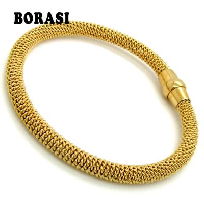 China TRENDY Hot Sale Fashion Jewelry Charm Bracelets & Bangles Gold Color Stainless Steel Twisted Chain Bracelet For Women for sale