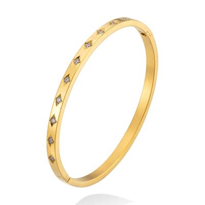 China TRENDY New Starlight Creative Simple 18 K Stainless Steel Cuff Bracelet Korean Women Fashion Elegant Smooth Bangles Gold Color Jewelry for sale