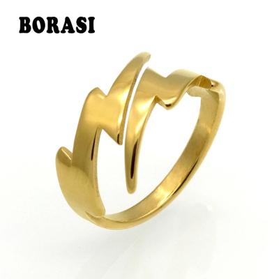 China Punk BORASI New Tiny Modern Jewelry Vintage Lightning Ring For Women Elegant Jewelry High Quality Stainless Steel Wedding Ring for sale