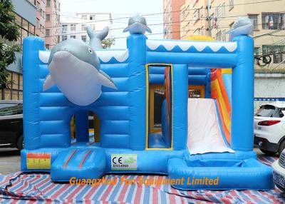 China Blue Color Waterproof Kids Jumping Castles / Inflatable Water Slide for sale