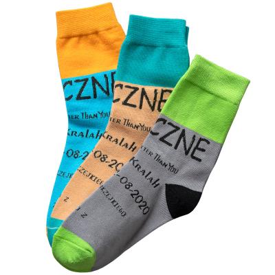 China XIANGHUI Logo Designer Breathable Wholesale Custom Socks Cycling Socks Happy Alphabet Socks Body Stocking for sale