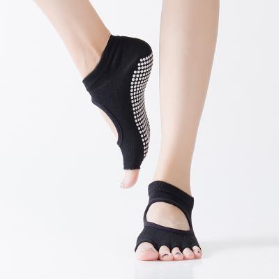 China XIANGHUI Breathable Wholesale Custom Women Shape Solid Color Dance Pilates Non Slip Yoga 5 Toe Grip Socks for sale