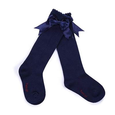 China Antibacterial Girls Stretch Handmade Knee High Bow Socks for sale