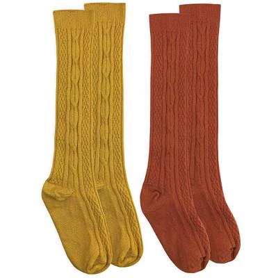 China Antibacterial Girls Cable Knit Multicolor Pattern Fashion Knee High Socks for sale