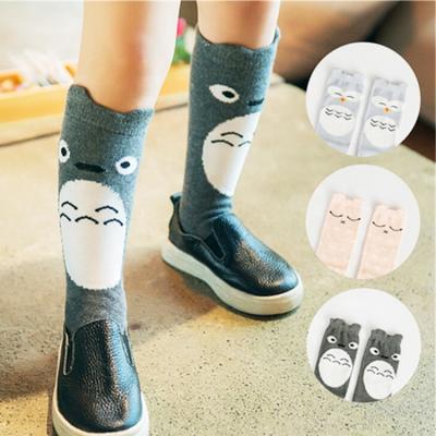 China Sustainable New Design Cartoon Little Kid Toddlers Cotton Beanies Kids Crew Anti-Slip Knee Highs for sale