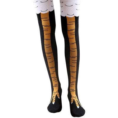 China Antibacterial Chicken Leg Bumps Unisex Crazy Funny Sporty Running Party Costume Socks Cluck Leg Knee Socks for sale