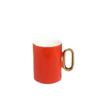 China Amazon Hit Handle Mug Sustainable Electric Gold Color Glazed Luxury Bulk Coffee Mugs for sale