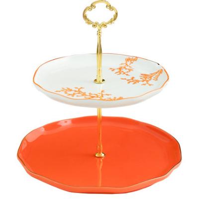 China Viable factory wholesale ceramic cake stands for sale cake display stand 2 tier cake stand for sale