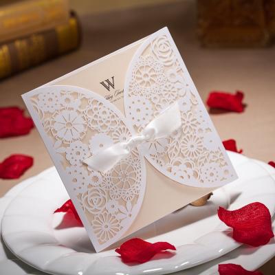 China WISHMADE Elegant Europe Lace Wedding Card Laser Cut BH2065 for sale