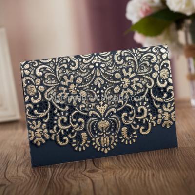 China WISHMADE Europe Navy Blue Map Classic Arabic Wedding Invitation AW8501 for sale