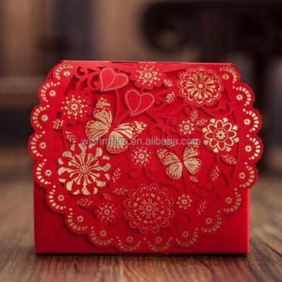 China Handmade laser cut wedding invitation favor box / candy box /gift box CB5521, match card CW5521 for sale