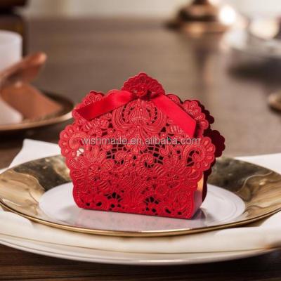 China Handmade laser cut wedding invitation favor box / candy box /gift box CB057, match card CW057 for sale