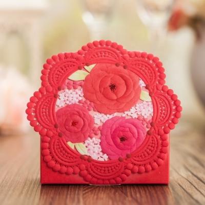 China CB5121 Wishmade Factory Cheap Red Embossing Flower Wedding Favor Box/Candy Box/Chocolate Box CB5121 for sale