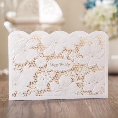 China Exquisite Europe WISHMADE Plant Flower Lace Happy Birthday Card for sale