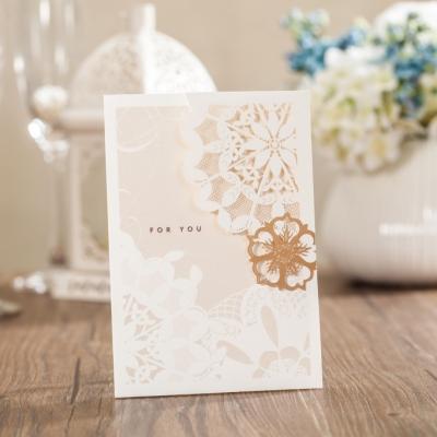 China WISHMADE Europe Factory Simple Laser Cut Lace Thank You Card for sale