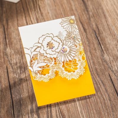 China WISHMADE Europe Factory Customized Laser Cut Cool Yellow Birthday Card Greeting Card for sale