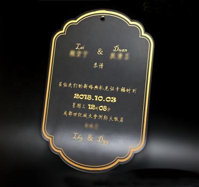 China Luxury Europe WISHMADE Factory Customzied Shape With Text Printing Acrylic Wedding Invitations for sale