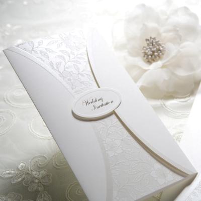 China Europe Embossed Vintage Floral Vertical Wedding Invitation B9010 for sale