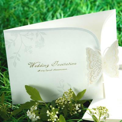 China Elegant Japan Laser Cut Butterfly Horizontal Wedding Invitation B8045 for sale