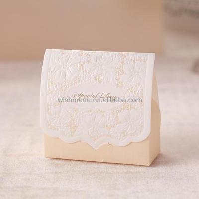 China Handmade laser cut wedding invitation favor box / candy box /gift box CB1101_S, match card W1101 for sale