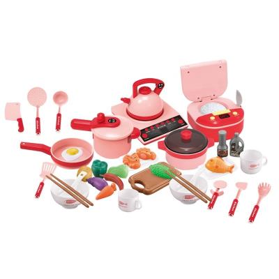 China Funny Educational Cooking Play Toys 38PCS Kids Cooking Tableware Toy Pretend Play House Kitchen Set for sale