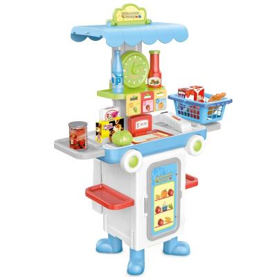 China Toy Children Luxury Kitchen Set Supermarket Carry-On Shopping Play Set Toy With Light And Sound for sale