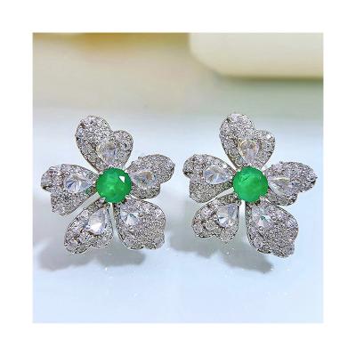 China Wholesale Fine Jewelry CLASSIC 925 Sterling Silver Gemstone DIY Flower Earrings For Anniversary Engagement for sale