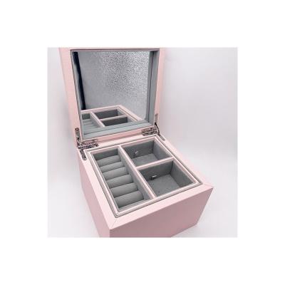 China Wholesale Cardboard Fashion Jewelry Storage Boxes For Bracelet Charm Ring With Decoration Mirror Customized Logo for sale