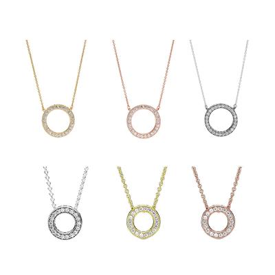 China Wholesale CLASSIC 925 Sterling Silver Circle Chain Necklace DIY Design For Girls Gift for sale