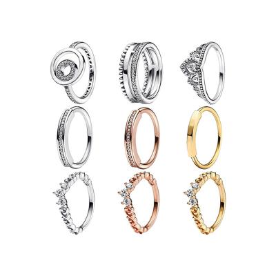 China High Quality CLASSIC 925 Sterling Silver Pan Rings for Women Gifts DIY Wholesale for sale