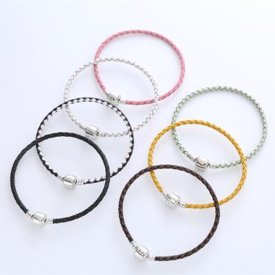 China High Quality CLASSICS 925 Sterling Silver Pan Leather Bracelet mixed color for girls DIY wholesale design for sale