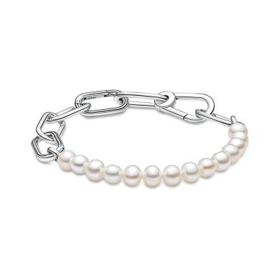 China High Quality CLASSIC 925 Sterling Silver Pan Link Chain Bracelet for Girls Gift Wholesale for sale