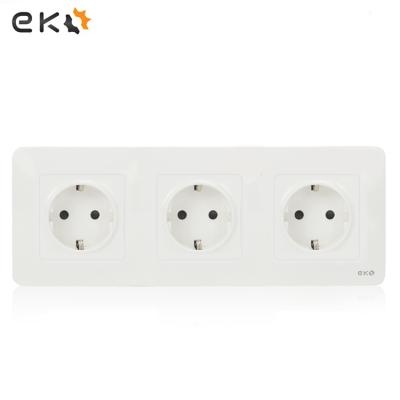 China Low Easy Installation 16A 250v OEM Style European Wall Outlet Triple Germany Sockets Outlet Price for sale