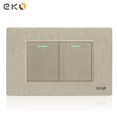 China Easy Installation Hot Sales Home Switches Gold 2 Strip Light Electric Power Wall Switches for sale