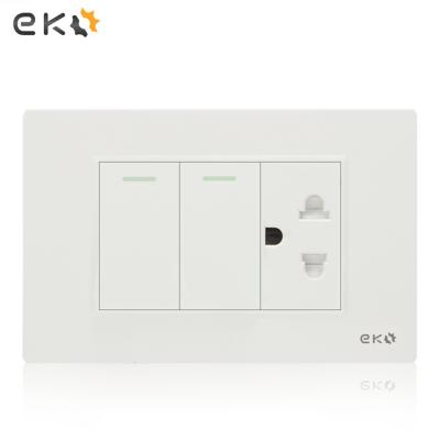 China White Power Point Easy Installation 2 Gang Extra Double Switch Electrical Socket 250V 16A Outlet for sale