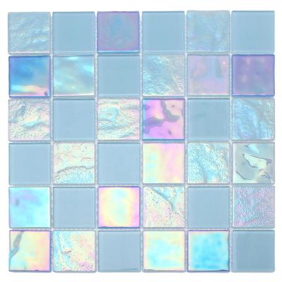 China Parquet top selling floor tiles crystal slab mosaic swimming pool light blue slab for sale