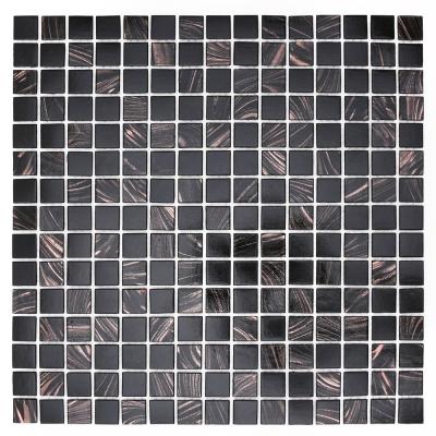 China Parquet China Wholesaler CNK Modern Hot Cast Glass Black And Gold Pool Mosaic Slab for sale