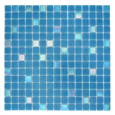 China CNK Flooring China Suppliers Hot Melt Glass Pool Slab Blue Glitter Mosaic for sale