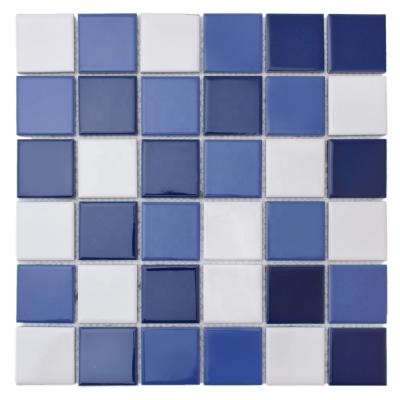 China Ceramic Parquet CNK Mosaic Factory Wholesale Price Blue And White Swimming Pool Ceramic Tiles for sale