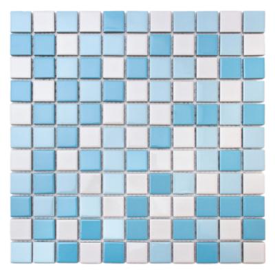 China Wholesale Parquet CNK China Factory Blue And White Swimming Pool Mosaic Ceramic Tile for sale