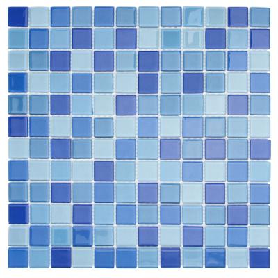 China China Wholesale 300x300mm Parquet CNK Blue Crystal Glass Mosaic Pool Slab for sale