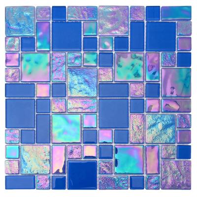 China Luxury Bathroom Mosaic Tile No-slip Flooring Pool Wall Design Parquet Iridescent Luster Pool Slab For Swimming for sale