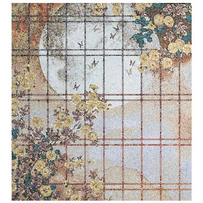 China Custom C&K China Parquet Landscape Art Glass Mosaic Wall Slabs For Living Room for sale