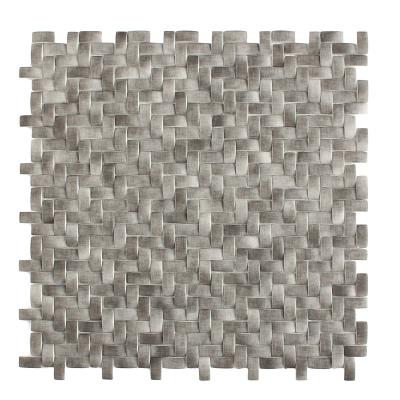 China Gray Recycled Parquet Mosaic Super Fashionable Small Size 3D Inkjet Printing Glass Mosaic For Wall Slab for sale