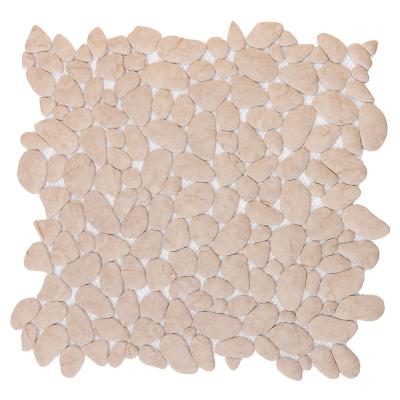 China Beige Parquet CNK China Manufacturer Pebble Glass Mosaic Bathroom Floor Tiles for sale