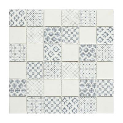 China China Wholesale Parquet CNK Square Patterned Glass Mosaic Kitchen Backsplash Slab for sale